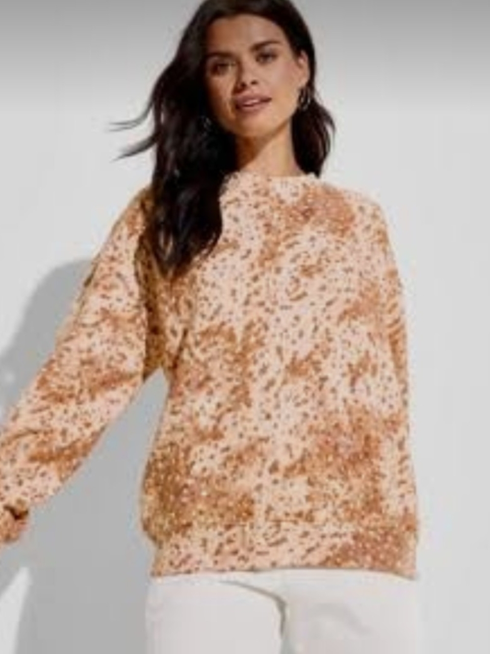 33 Degrees Women's Doe Print Fleece Graphic Pullover Sweatshirt - Brown